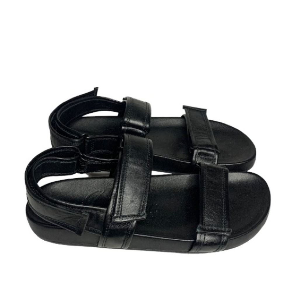 J. Crew Pacific black leather strappy hook and loop sandals size 8